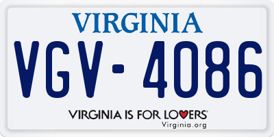 VA license plate VGV4086