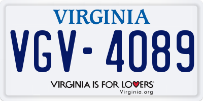VA license plate VGV4089