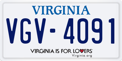VA license plate VGV4091
