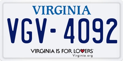 VA license plate VGV4092