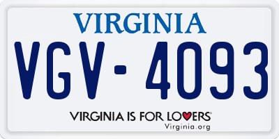 VA license plate VGV4093