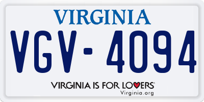 VA license plate VGV4094