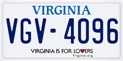 VA license plate VGV4096