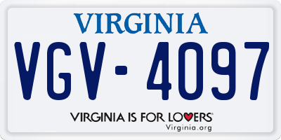 VA license plate VGV4097