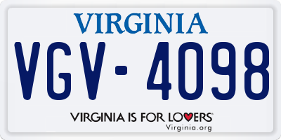 VA license plate VGV4098