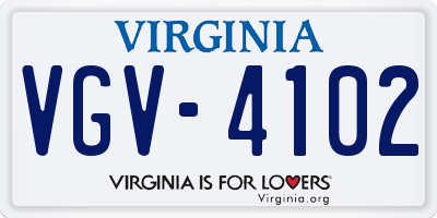 VA license plate VGV4102