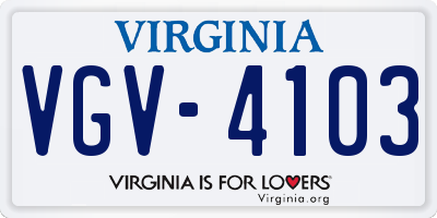 VA license plate VGV4103