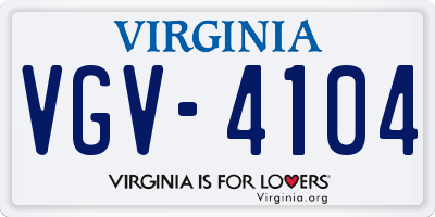VA license plate VGV4104
