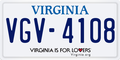 VA license plate VGV4108