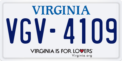 VA license plate VGV4109