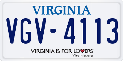 VA license plate VGV4113