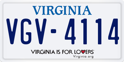 VA license plate VGV4114