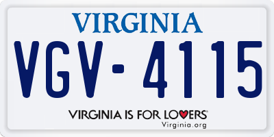 VA license plate VGV4115