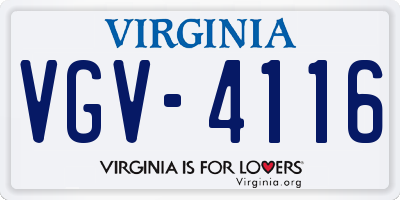 VA license plate VGV4116