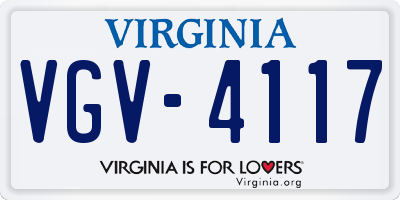 VA license plate VGV4117