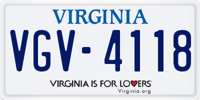 VA license plate VGV4118