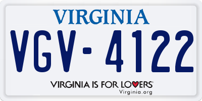 VA license plate VGV4122