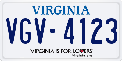 VA license plate VGV4123