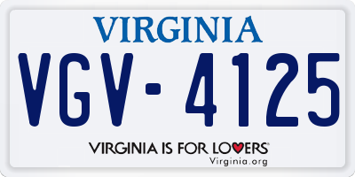 VA license plate VGV4125