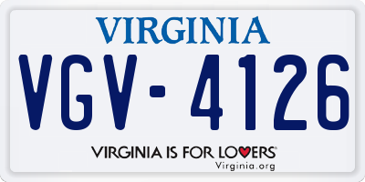 VA license plate VGV4126