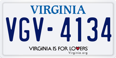 VA license plate VGV4134