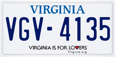 VA license plate VGV4135
