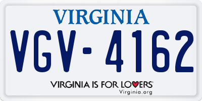 VA license plate VGV4162