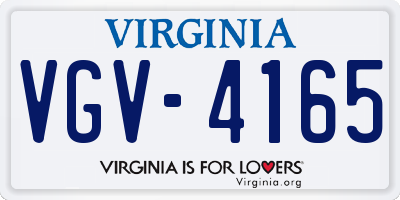 VA license plate VGV4165