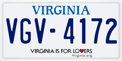 VA license plate VGV4172