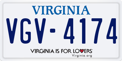 VA license plate VGV4174