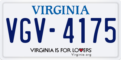 VA license plate VGV4175