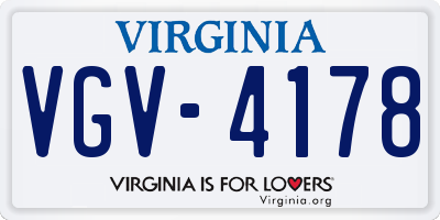 VA license plate VGV4178