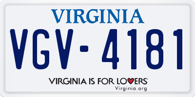 VA license plate VGV4181
