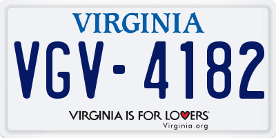 VA license plate VGV4182