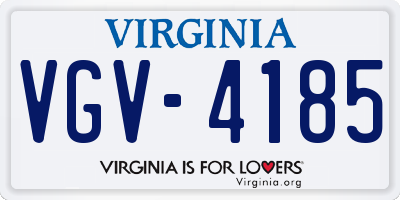VA license plate VGV4185