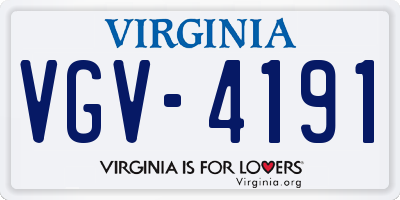VA license plate VGV4191