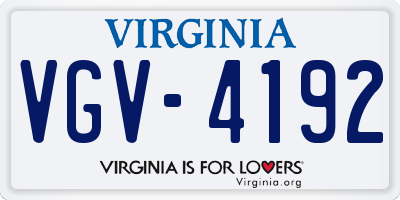 VA license plate VGV4192