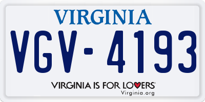 VA license plate VGV4193