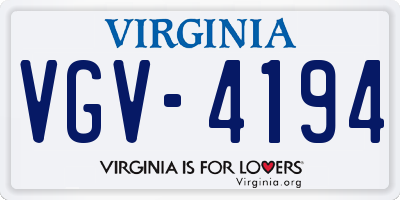 VA license plate VGV4194