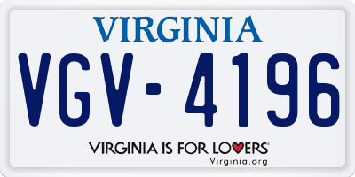 VA license plate VGV4196