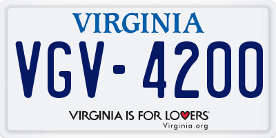VA license plate VGV4200