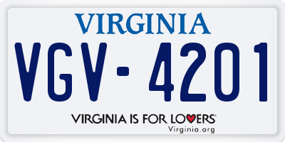 VA license plate VGV4201