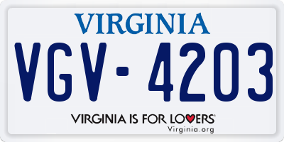VA license plate VGV4203