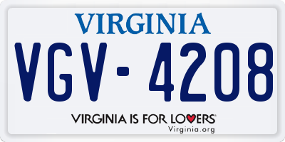 VA license plate VGV4208