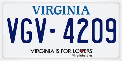 VA license plate VGV4209