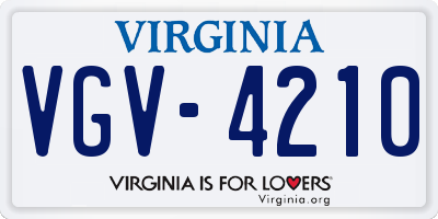VA license plate VGV4210