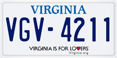 VA license plate VGV4211