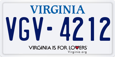 VA license plate VGV4212