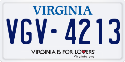 VA license plate VGV4213