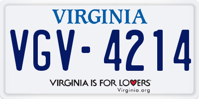 VA license plate VGV4214